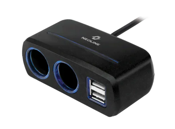 Разветвитель на 2 прикуривателя и 2 USB Neoline SL-221